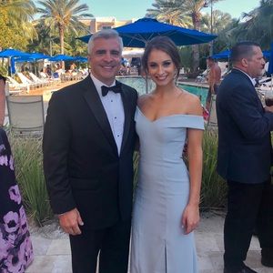 Blue Off-Shoulder Gown/Bridesmaid Dress